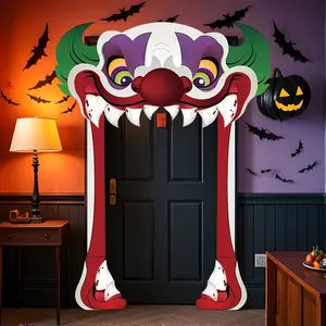 Halloween Scary Clown Party Door Sign, Vinyl Background for Camera, Carnival Decoration, Durable Halloween Decorations