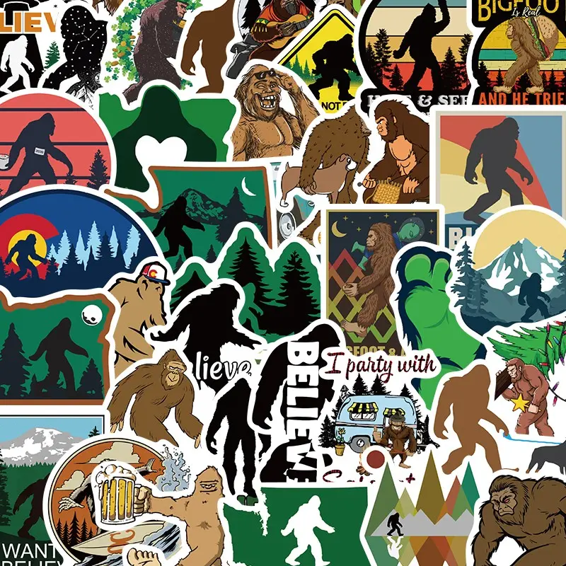 50 Outdoor Version Bigfoot Gorilla Graffiti Stickers, Waterproof Luggage Guitar Decals, Durable and Stylish Decorations