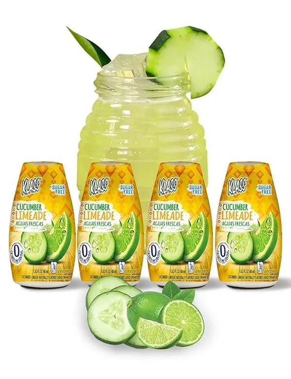 Klass Cucumber Limeade Aguas Frescas Water Enhancer, Sugar Free, 4 Count, Naturally Flavored, Zero Calories Per Serving Drink Mix