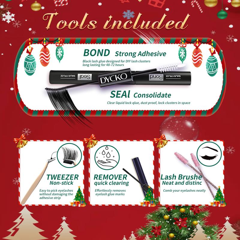 5 Pack Eyelashes Kit with Cluster & Segment Lashes | DYCKO Christmas Gift Set with 30D-100D DIY Lashes (1400+ Clusters, D Curl) & 10 Tools | Natural to Voluminous Looks for Women, Holiday, Party