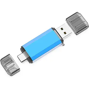 Flash Drive 128GB 2 in 1 OTG USB 3.0/Type C Thumb Drive Dual Drive USB C Memory Stick For Smartphone,Laptop,Tablet,PC-128G, Blue
