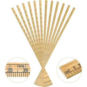 12 Pieces 39" Double Sided Thick Wood Meter Stick Yard Ruler, Bulk Yardsticks for School Classroom Home Office Kids Measuring