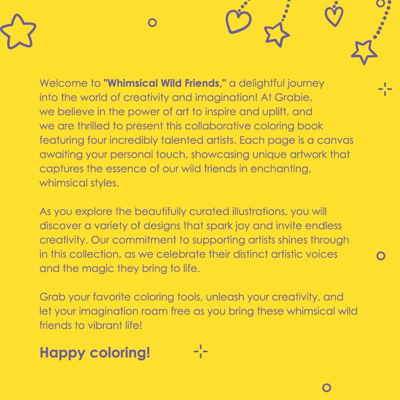 [Flash Sale] 32 Sheets Whimsical Wild Friends Coloring Book: An Exclusive 4-Artist Collaboration, gift for valentines's day