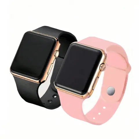 2 Counts Minimalist LED Electronic Couple Watches, Casual Trendy Modern Fashionable Wristwatch, Fashionable Stylish Square Watch Set, Analog Wristwatches, Minimalist Style Wristwatch, Perfect Gift for Friends and Couples