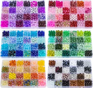About 3600 count 8mm Glass Beads Making Kit,6Box-144 Colors Dreamy Series Colorful  Beads for Making,DIY Crafts