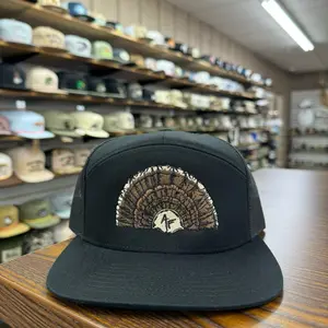 18 Feathers 7 Panel Hat - Black