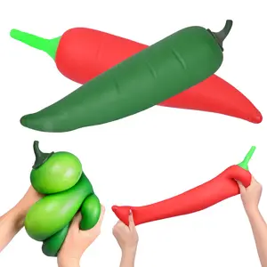 Jumbo Squishy Peppers2 Pack- Red and Green Stress Toys Soft Squeeze Satisfying ASMR Fidget 11.5 Inches Long Non Toxic Fun Gift