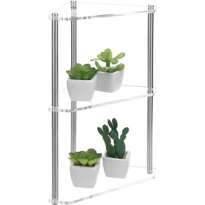 3 Tier Corner Shelf for Desk, Shelf Counter Organizer Stand, Acrylic Corner Shelf Display for, Office,, Bedroom
