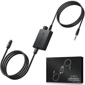 Neoteck 192kHz Digital to Analog Converter with Volume Adjustment,Optical to 3.5mm Converter with Built-in Amplifier Chipset DAC Converter Compatible for 3.5mm Headphones, Computer Speaker and etc.