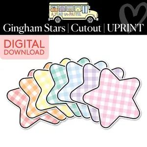 Printable Gingham Stars Cutouts | A Year In Pastel