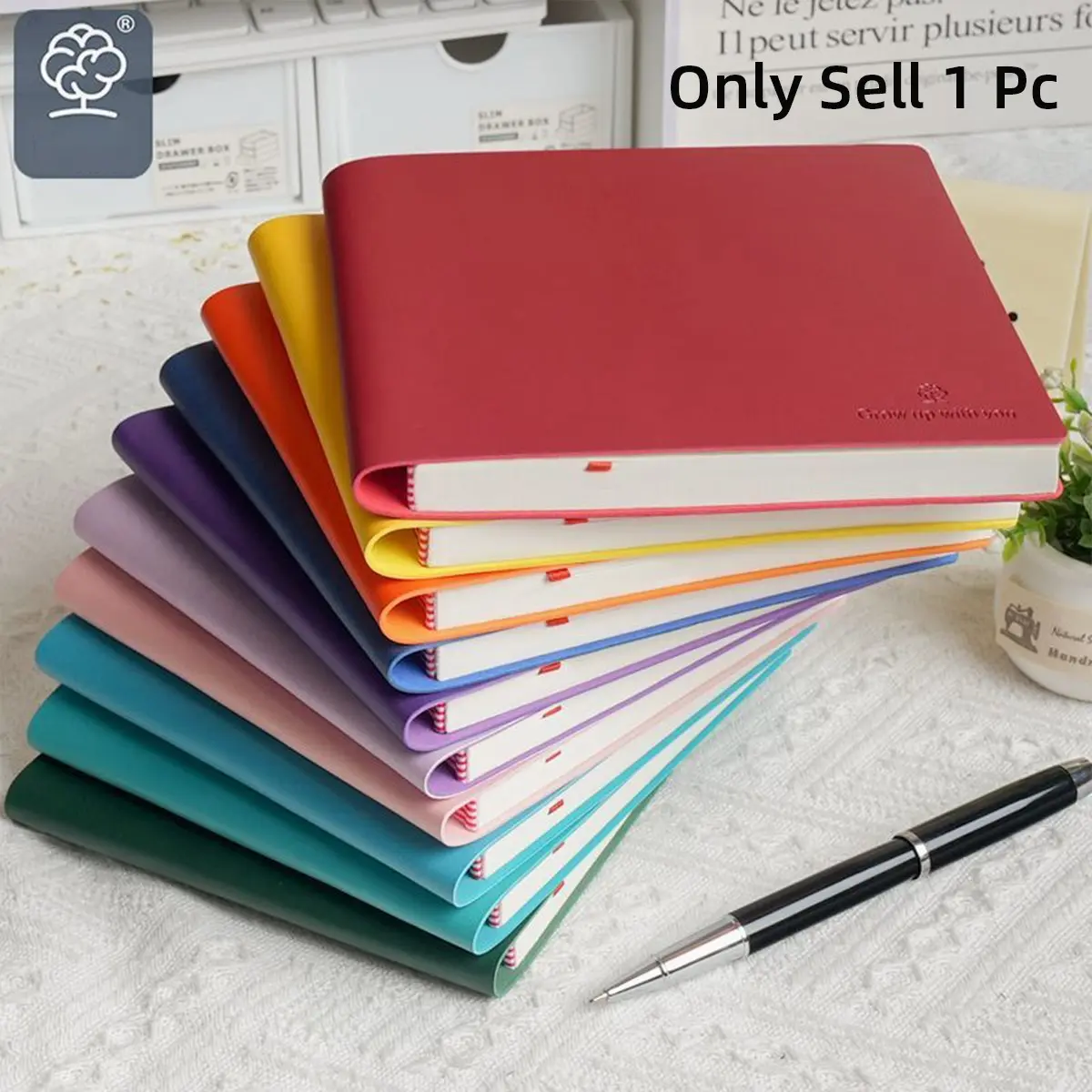 Square Soft PU with Built in Pen Holder, 180° Lay-Flat Binding, Thick 200-Page Paper, Smooth Clean Writing, Available in Solid Colors, Soft Cover Notebook, Student Essentials, School Study Supplies, Perfect for Study Notes, Journaling & Office Use