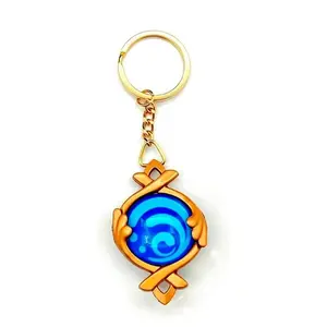 Genshin Impact Vision Fontaine Keychain, Glowing 7 Elements Original God Eye Toy, Focalors Lyney and Lynette Keyring, Anime Collectible, Versatile Accessory, Iconic Design, Great Gift Choice
