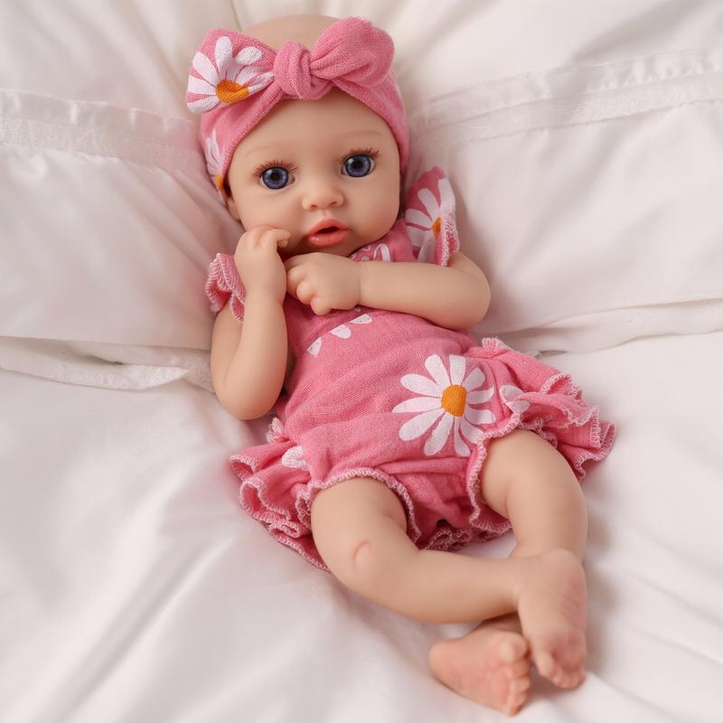 BABESIDE Lifelike Realistic Silicone skin tone Baby Doll Girl 12/16 Inch Reborn Doll with Painted Hair Perfect Companion for Children Parents & Collectors