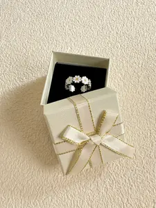 Simple Daisy Couple Rings Set, Stainless Steel Adjustable Open Ring, Gift Box Included, Perfect for Couples
