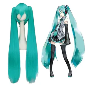 Hathsune Cos Wig Hathsune Miku Blue Htsune Miku Wig blue wig Animal Business cartoon character long wig fake hair for role player body straight wig Cosplay Wig Vocaloid Lake Blue Anime synthetic wig human hair wig accessories for women Hair Extensions