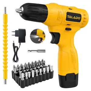 【FathersDay Gift】TALADO 12V Cordless LED Variable Speed Drill Set,drill set for women,Yellow Cordless Drill,Electric Power Driver Kit,3/8-Inch Keyless Chuck,All-in-One DIY & Home Toolbox Kit Tool Kit High Torque Drill
