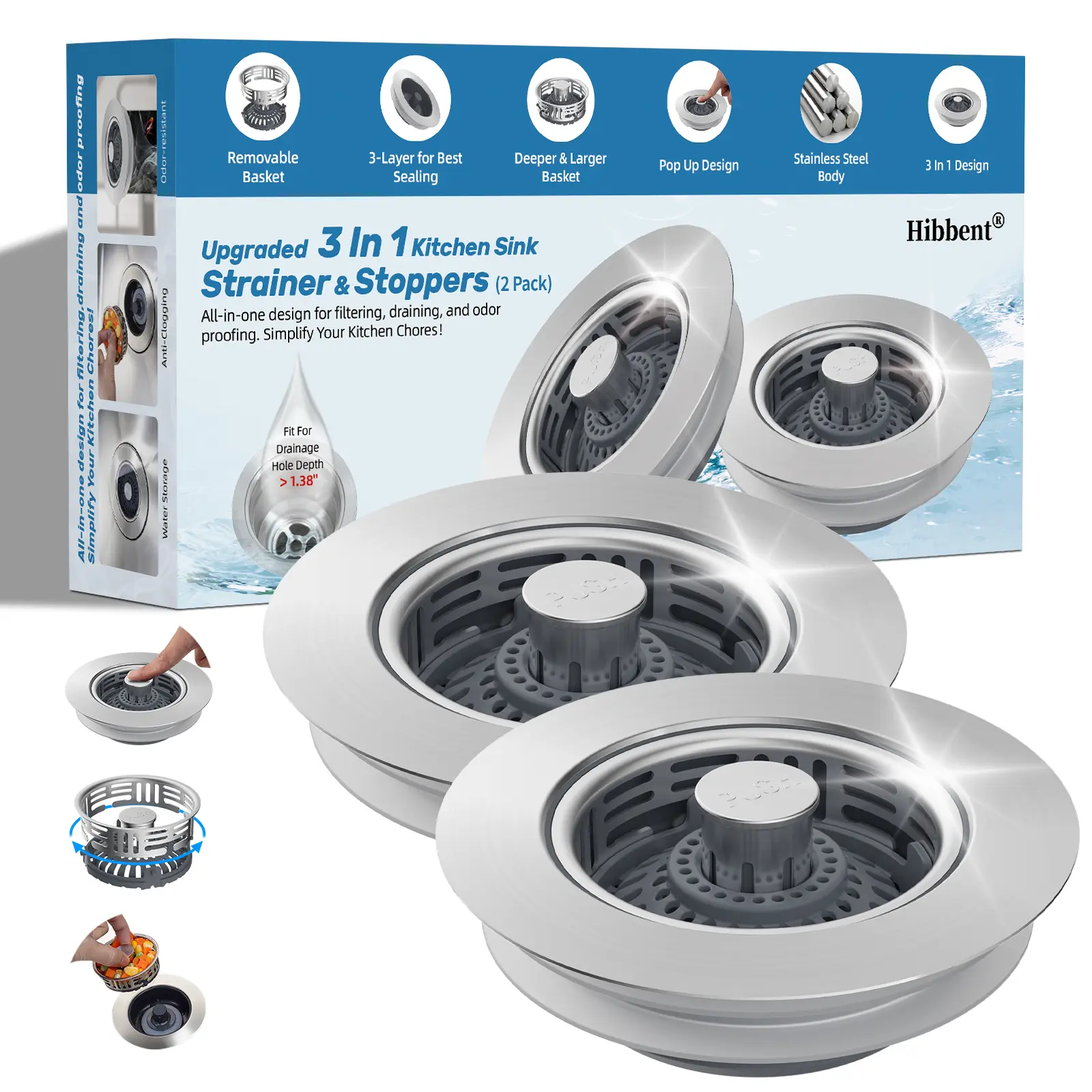 2 PACK - Upgraded  Larger Detachable Basket 
