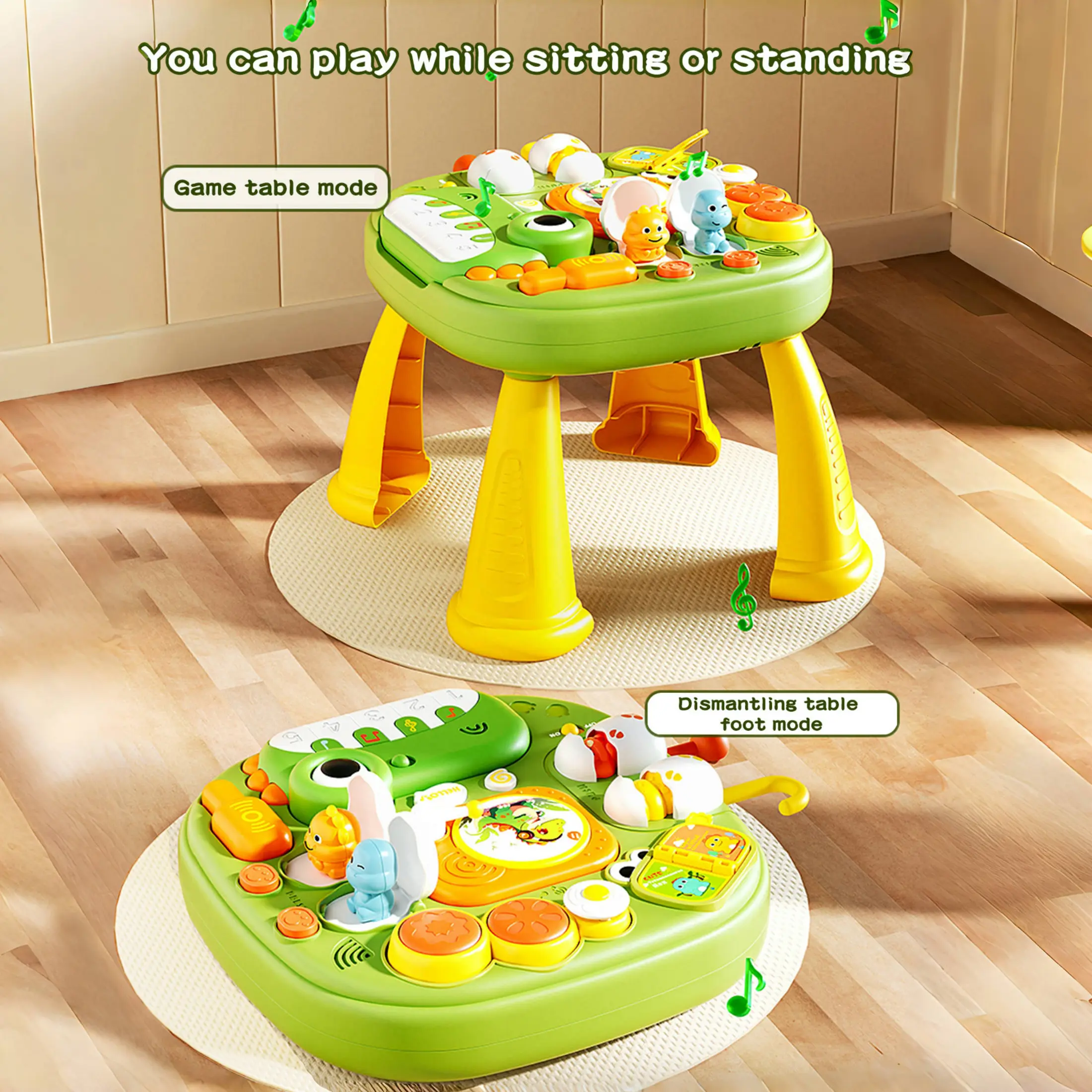 Multifunctional Educational Game Play Table for Babies 6 Months-3 Years, Musical Light Up Interactive Learning Desk with Sound & Light Effects, Home Toy Gift