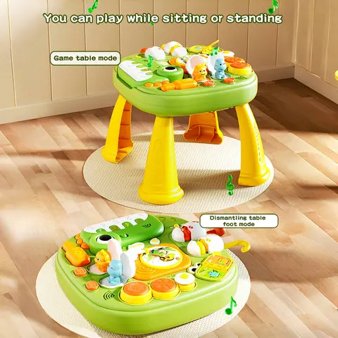 Multifunctional Educational Game Play Table for Babies 6 Months-3 Years, Musical Light Up Interactive Learning Desk with Sound & Light Effects, Home Toy Gift