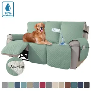 2/3 pcs/set 100% Waterproof Loveseat Recliner Cover,New Style Non Slip Warm Reclining Couch Covers for 2/3 Seat,Dog Chair Cover Furniture Protector Washable Chair Cover with Pocket for Pets,Dogs