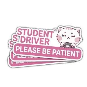 Please Be Patient Student Driver Sticker Funny Car Sign Decal for New Drivers, Laptop, Helmet, Bottle, Phone YLA