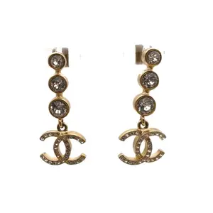 Pre-owned 【Alea】CHANEL 21B Tassel Diamond Stud Earring Alloy