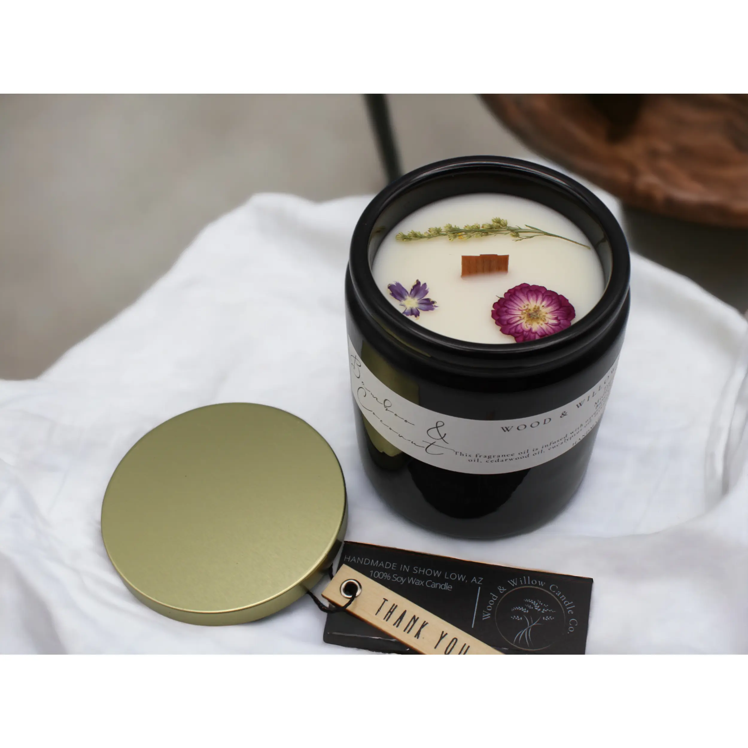 Black Farmhouse | Organic Soy Wax 10 oz. Candle with Crackling Wood Wick, Modern Nordic Farmhouse Decor