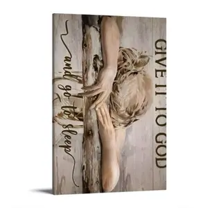 Sleeping Girl Pattern Wall Art Vintage Canvas Print Christian Aesthetic Waterproof for Bedroom Living Room Bathroom Ornaments Gift