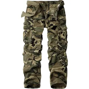 Men's Regular Tapered Cargo Camo Pants Casual Menswear Camouflage Pocket
