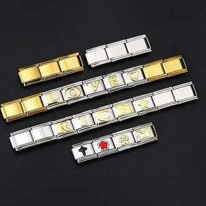 Italian Bracelet Letter Charm initial Alphabet Charms Link Stainless Steel Simple Name Bracelet for Men Women Gift