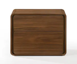 360 stand Solid Wood Walnut Brown Modern Rectangular Nightstand - Sturdy Frame, 2 Drawers, Modern Bedside Table, Rectangular Tabletop, Nightstand for Bedroom