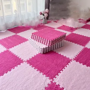 12 Pcs Interlocking Floor Mats, Washable Square Carpet Tiles, Non-Slip Soft Plush Area Rugs for Home Bedroom Living Room Kids Playroom