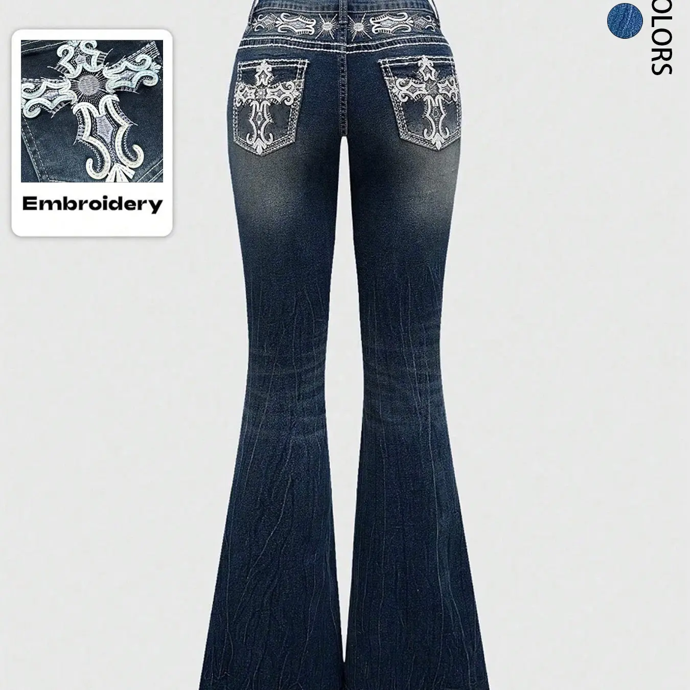 Grunge Punk Y2K Retro Streetwear Pocket Cross Wings Embroidered