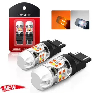 Lasfit 4257 LED Turn Signal Bulbs - T3 Series, CanBus-Ready Switchback, 24w Max, Aluminum Body, Compact Fit, Plug-and-Play, 2 PCS