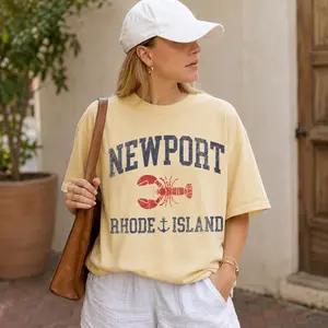 Retro Newport Rhode Island Shirt Fisherman Aesthetic Coastal Granddaughter Tshirt Beachy Summer Shirts Trendy Lobster Tee Comfort Colors