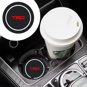 2pcs Trd Emblem Car Coaster, Water Cup Bottle Holder, Anti-Slip Pad Mat, Silica Gel Waterproof, for Toyota Trd Models