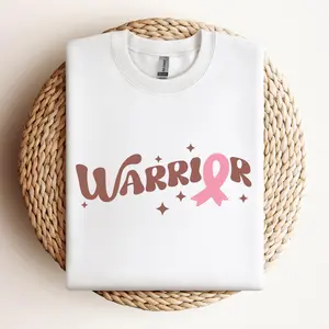Breast Cancer Warrior Pink Ribbon T-Shirt, Sweatshirt & Hoodie – Awareness Crewneck, Survivor Gift, Chemo Support Clothing Classic Cotton
