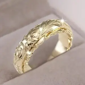 Fashionable New Engraved Rings, Rose Rings, Women's Rings, Wide Face Rings
