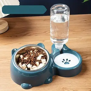 Automatic Pet Feeder and Waterer, Stainless Steel and Plastic, Non-Slip Design, Battery-Free, Suitable for Cats and Small Dogs