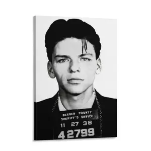 Vintage F. Sinatra Poster Retro Mugshot Print Celebrity Art Gift for Men Musician Movie Fan Wall Decor Home Office Bedroom Iconic Style