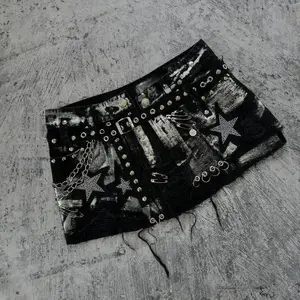 Neo-Gothic Blackstar Graffiti Stone Mini mean Sexy Sexy Girl Low Wet Skirt