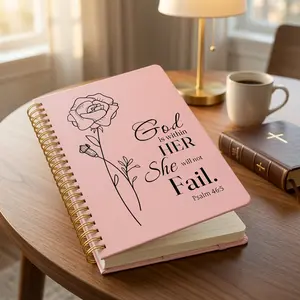 Spiral Notebook Lined for Women & Men, 100 GSM thick 140 Pages, Bible Verse Notebook for Bible study A5 size with Back Pocket