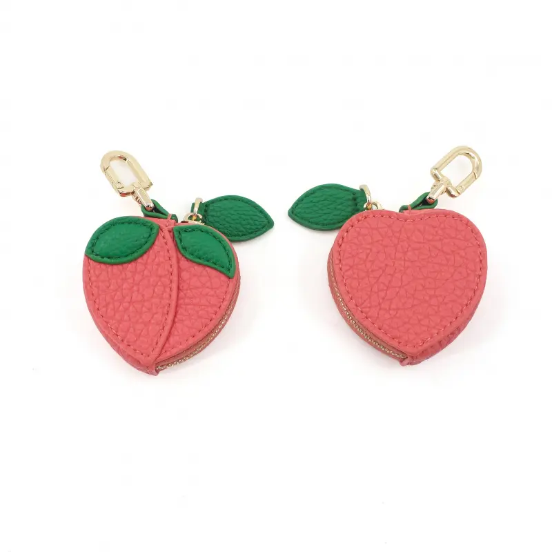 A mini fruit-shaped coin purse, suitable for AirTag storage pouch Peach Keychain Wallet & Coin Purse with Mini Coin Pocket - Compact Handbag Accessory for Keychain  bagcharm charm