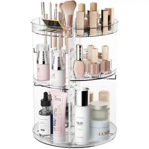 360 Rotating Makeup Organizer, Spinning Skincare Organizers with Slot Top,  Storage Shelf with 8 Adjustable Layers, Revolving Perfume Organizer for Vanity Bathroom Countertop Bedroom