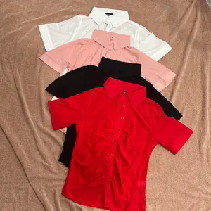 Women's Vanessa Blouse - Stretch Fabric, Solid Colors, Sheer Design, Basic Casual Everyday Style Clothes (Available in Pink, White, Black)