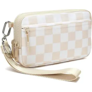 Wristlet wallets for women Nylon Quilted Wallet with 4 Zippers,Travel Credit Card,Holder Cell Phone Organizer