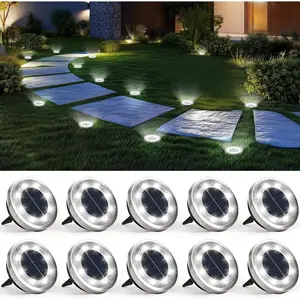 10 Pack Solar Ground Lights Outdoor , Solar  Pathway Lights, Landscape Lighting for Garden Walkway Driveway Backyard Decor (Cool White)
