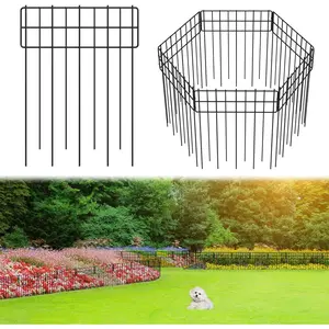 Garden Border Edging Fences, 12.32"*16.81" Decorative Fence Panel, Small Garden Fence  Barrier, No Dig Fences Barrier, Square 6 count Black Metal Fencing,  Fencing Blocker for Yard, Flower Bed