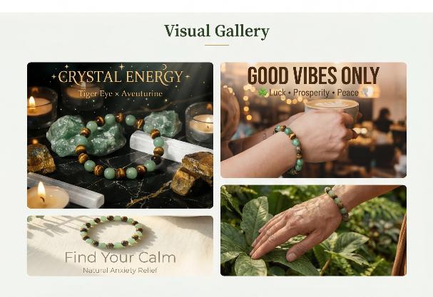 Natural Stone Bracelet | Green Aventurine Tiger Eye Beads | Handcrafted Gemstone Wrist Band | Elastic Stretch Design | Polished Stone Accessories | Boho Style Gift | Adjustable Beaded Bracelet for Women