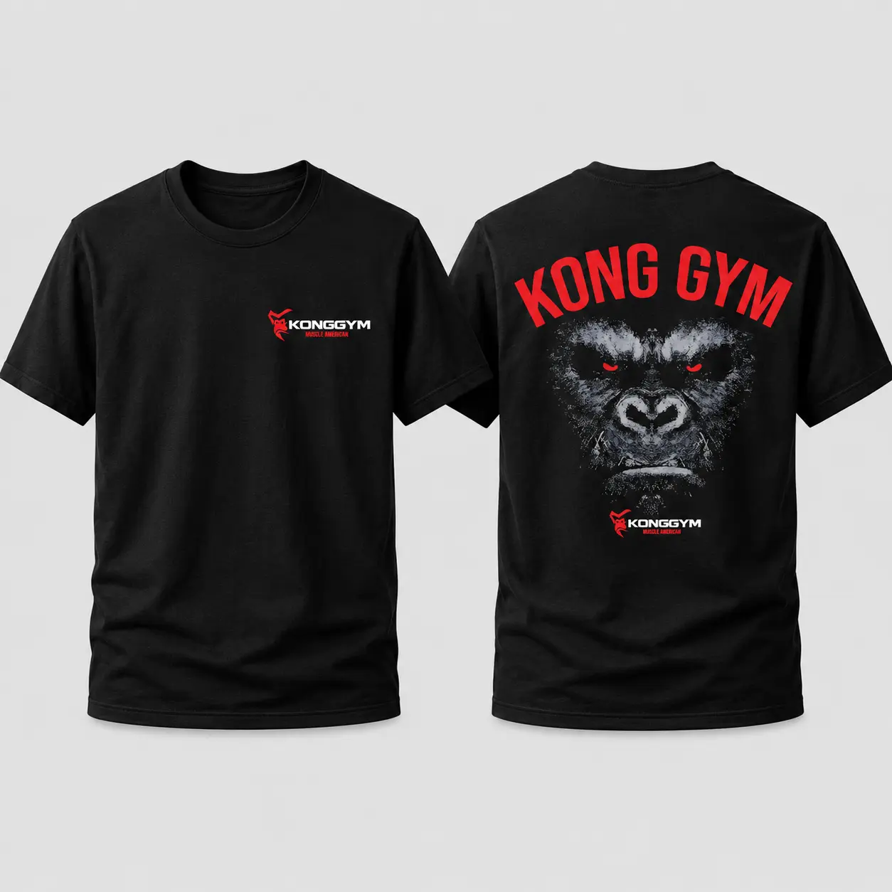 KONG GYM Gorilla Red Workout T-Shirt Men - Men’s Workout Fitness Shirt, Gym Apparel, Workout Wear, Training Men's Top, Gym Tops For Men, Aesthetic Shirt, Discipline, Strength, Focus